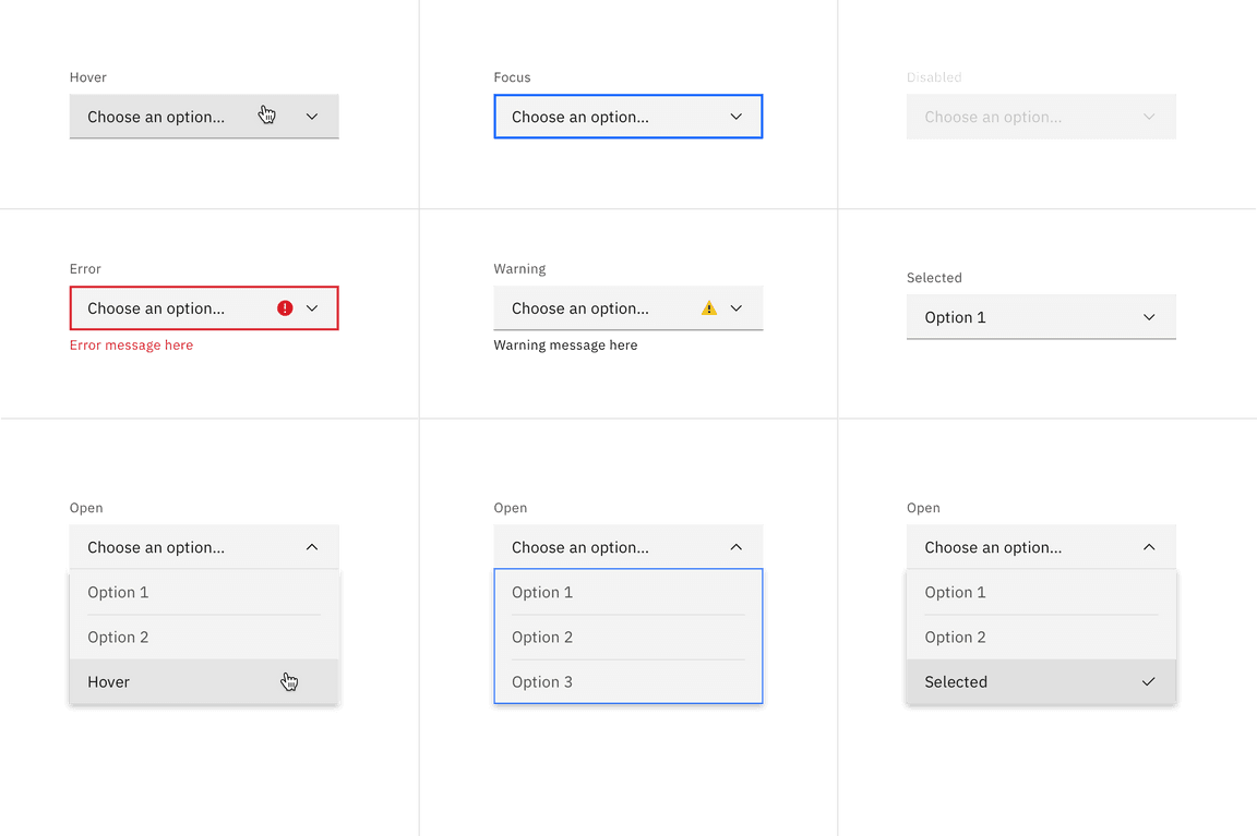 Dropdown and combo-box states